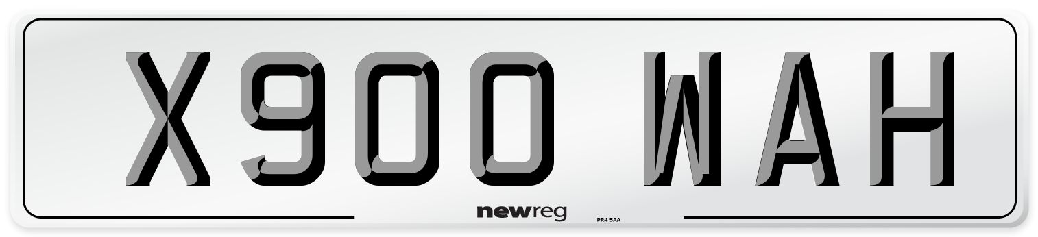 X900 WAH Number Plate from New Reg